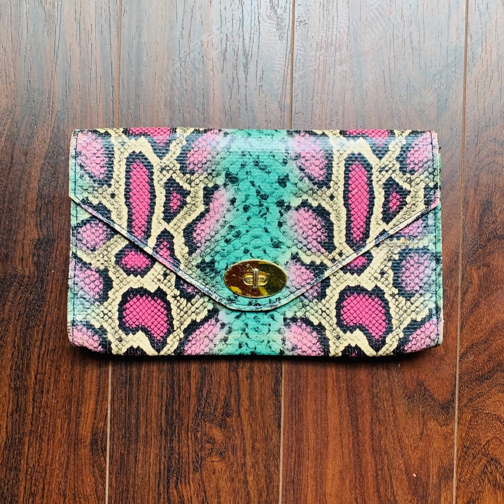H&M Pastel Snake Print Clutch Purse